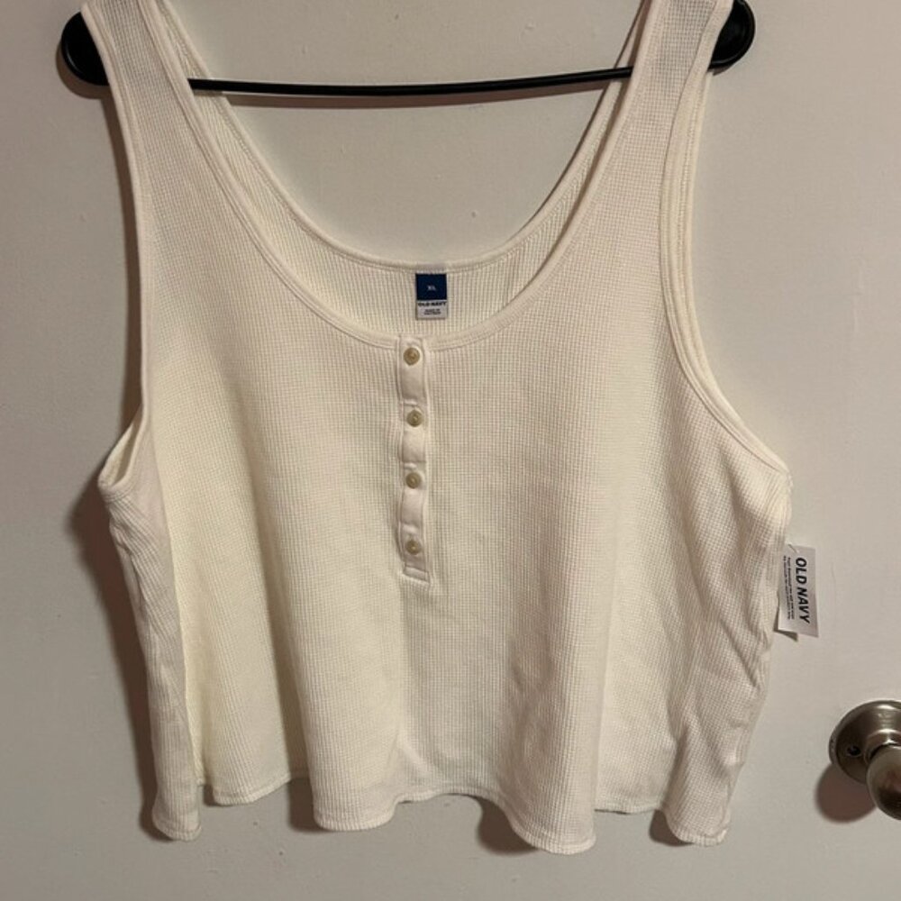 NWT Old Navy Waffle Knit Off-White Sleeveless Top size XL